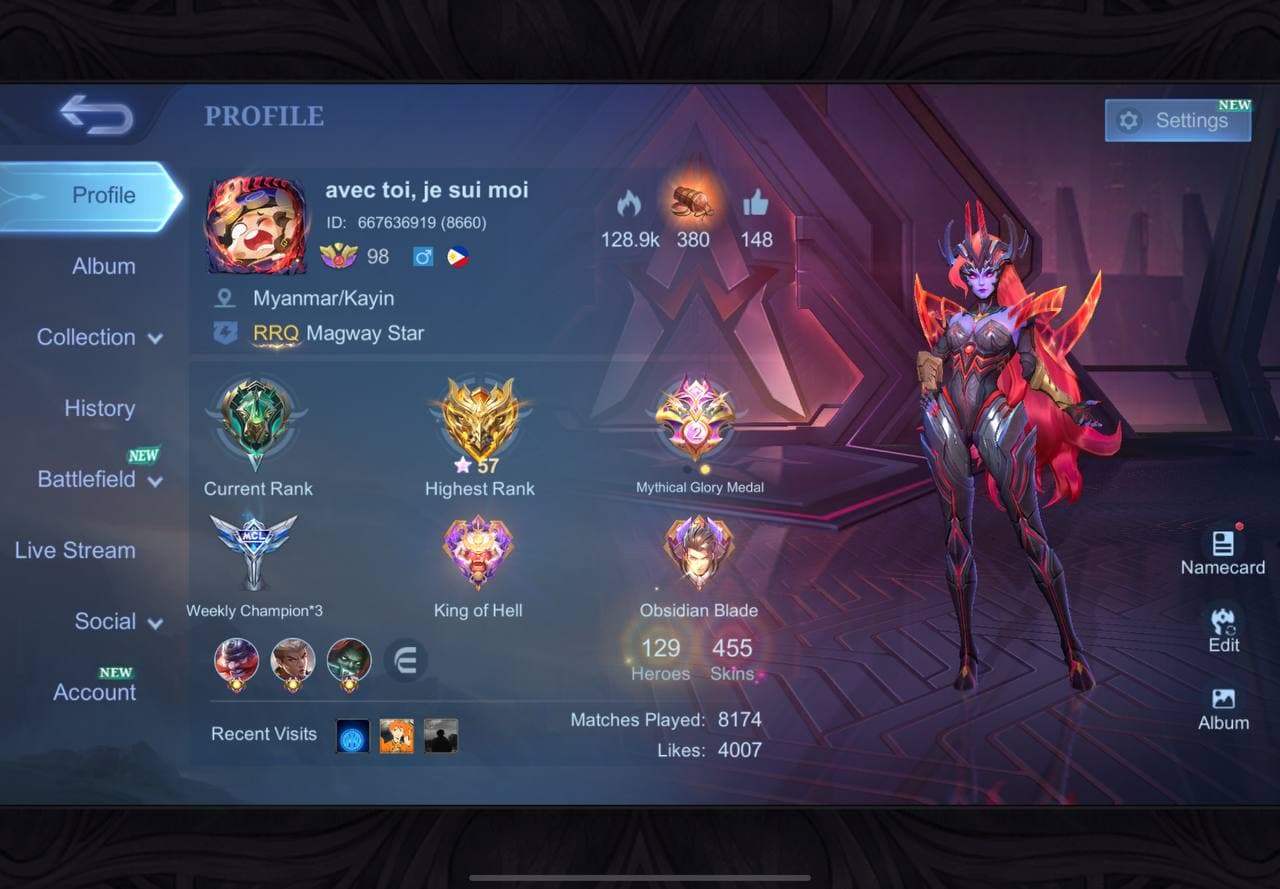 Mobile Legends account preview